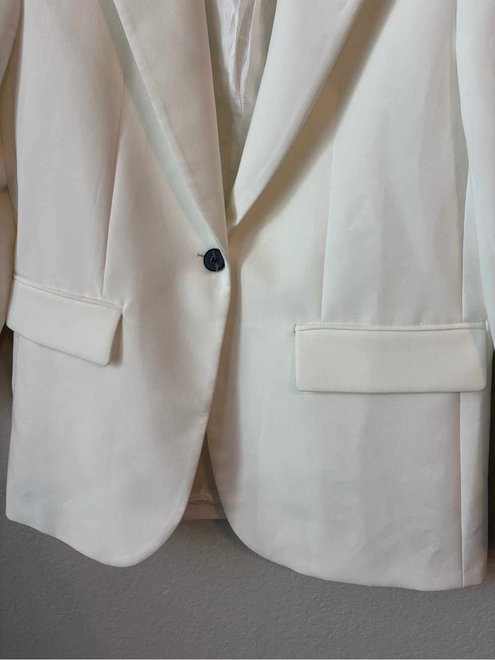 Zara White Single-Button Blazer Size Large - Picture 5 of 7